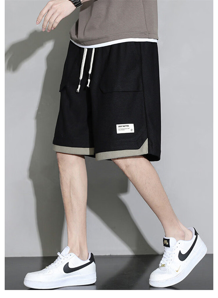 MARK FAIRWHALE Men's Casual Summer Lightweight Loose Fit Student Sports Ice Silk Five-Point Shorts Beige M 2