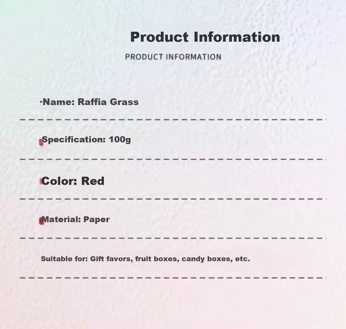 Yan Yu Ji Rafia Grass Filler Romantic Red 100g Gift Box Decoration for Girlfriend Birthday 9