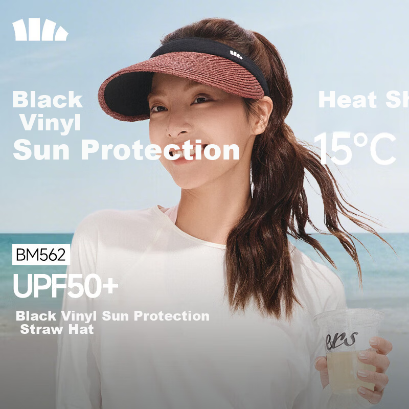 Beneunder Sun Hat Straw Hat UV Protection Women's Sunshade Hat Open Top Hat Black Coating BM562 Oak Brown