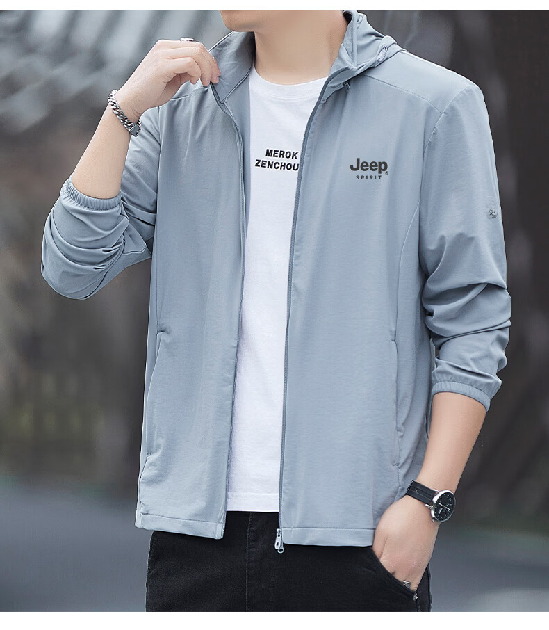 JEEP SPIRIT Men's Summer Sun Protection Jacket Casual Ice Silk Lightweight Breathable Quick-Dry Coat ZH8188 Ink Blue 3XL 18