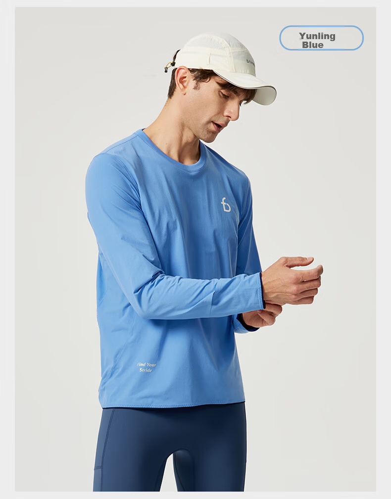 Feibit [Cotton Feel Long Sleeve 2.0] Men's Autumn Winter Breathable Running Sports Top Quick-Dry Base Shirt Ripple Green L 14