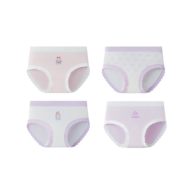 DEESHA 7A Antibacterial 4-Pack Girls' Underwear for Developing Girls, Middle and High School Students, Teen Triangle Panties, No Pinching
