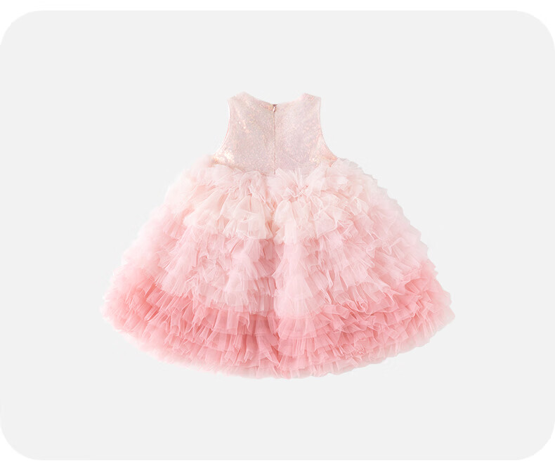 VOONLIE Girls Summer Dress Pink Gradient Princess Dress Baby Sweet Birthday Dress Summer 9
