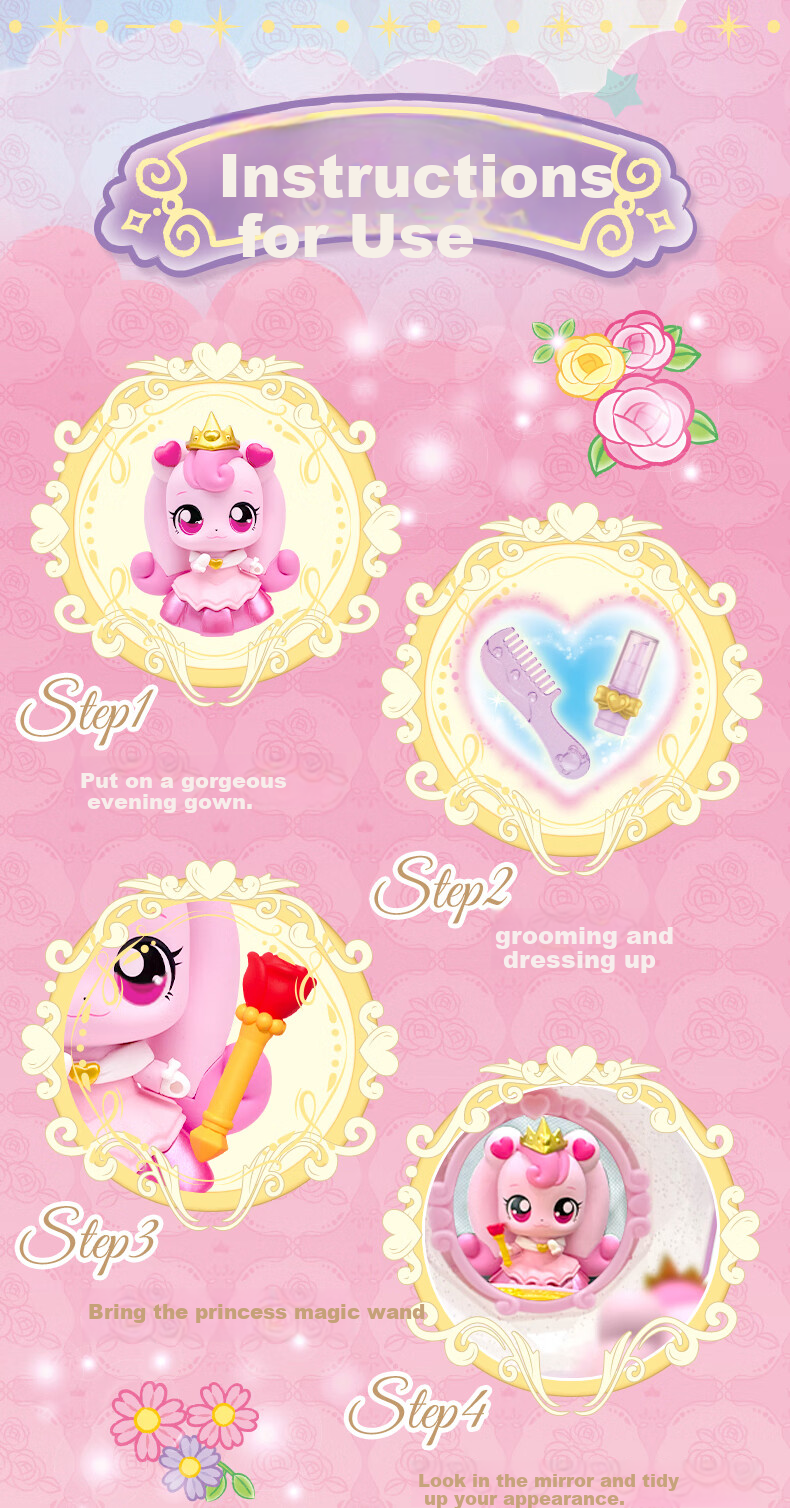 Qimiaomengke Blind Box Toy Cute Princess Ball Single Box Heart Cute Mirror Doll Girl Toy 3