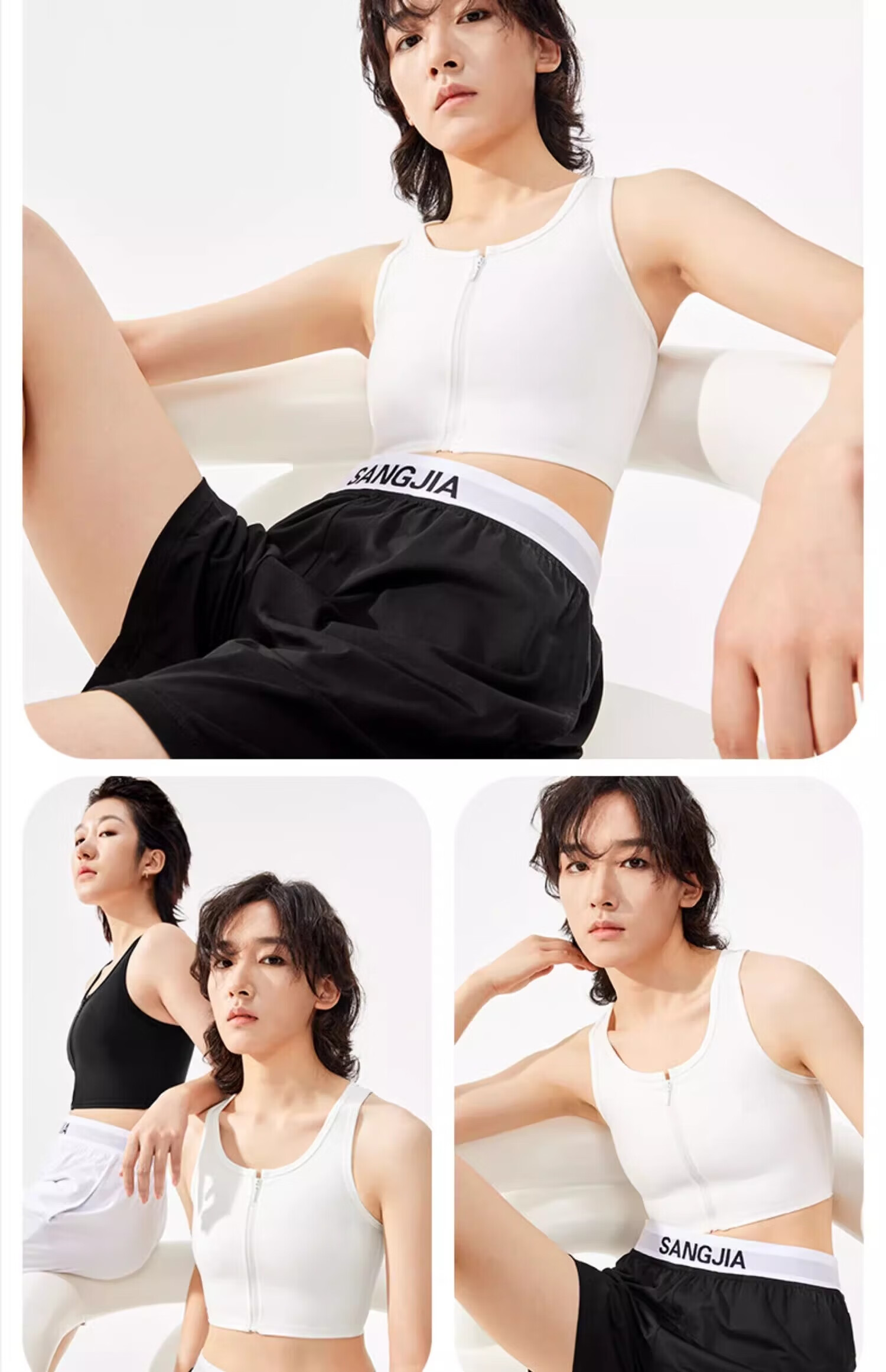 Caramella Ice Silk Breathable Zip-up Vest Bra for Large Bust, Chest Minimizer, Student Chest Binder, Cosplay Light Compression Underwear 24