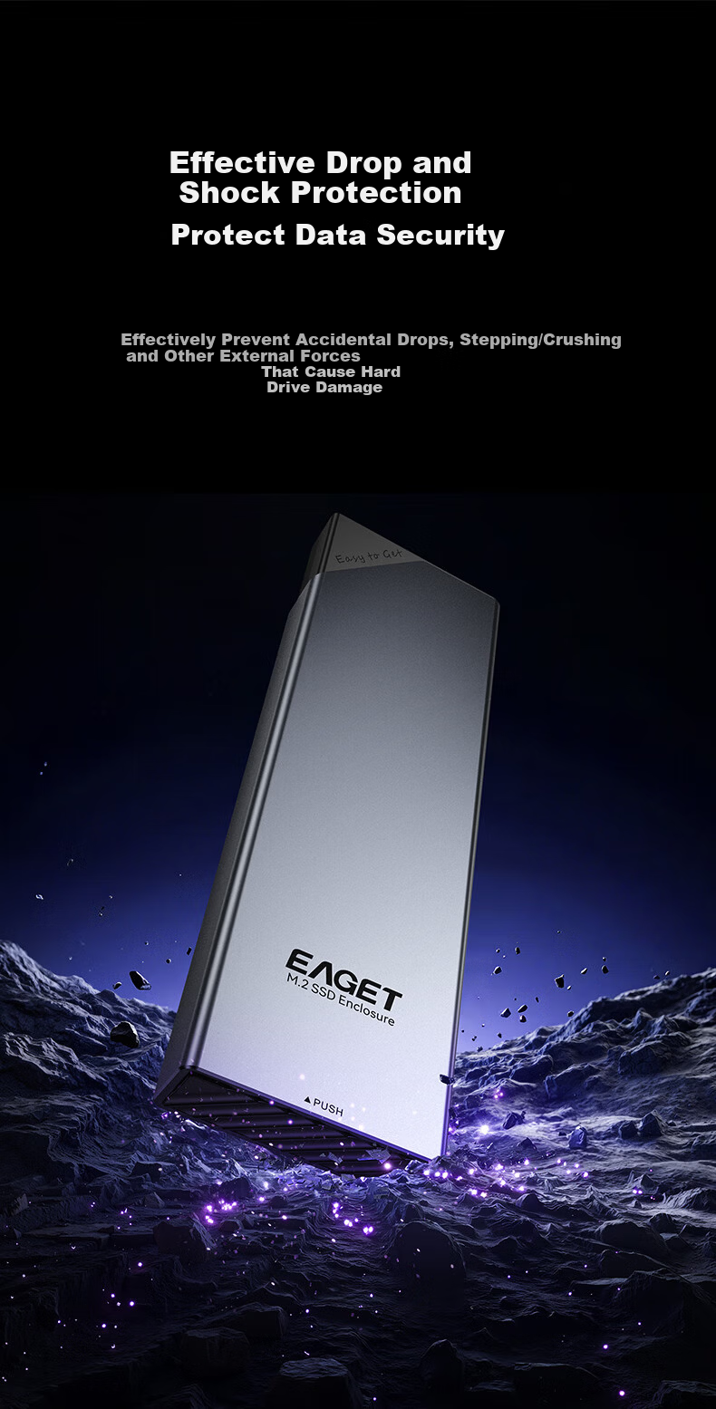 Eaget M.2 NVMe Single Protocol 10Gbps SSD Enclosure Type-C USB 3.2 External Hard Drive Case for Laptop Apple 15 External SSD Enclosure 7