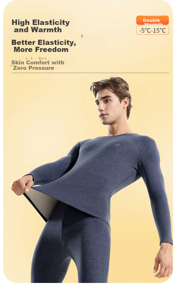 MiiOW [Acetate Goose Down Cashmere Silk] German Velvet Thermal Men's Warm Underwear Set Autumn Long Johns Thermal Suit 6
