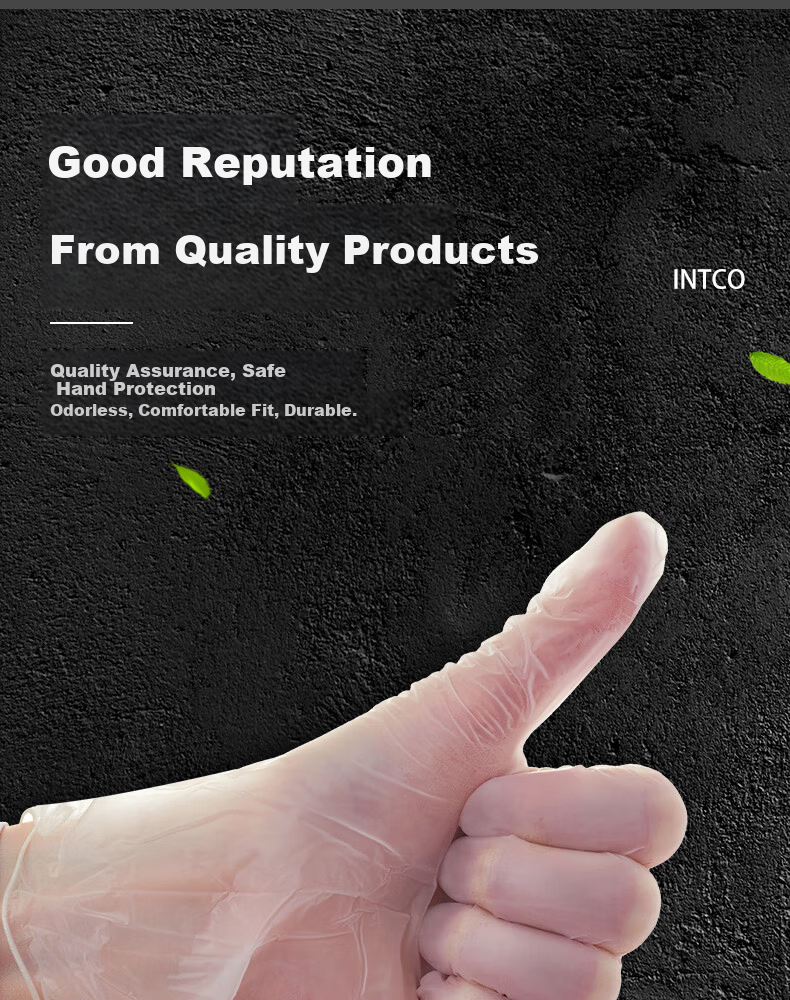 INTCO PVC Inspection Gloves (5.0g) Colorless Size L 100pcs/Box Y78-1000-L Random Packaging 7