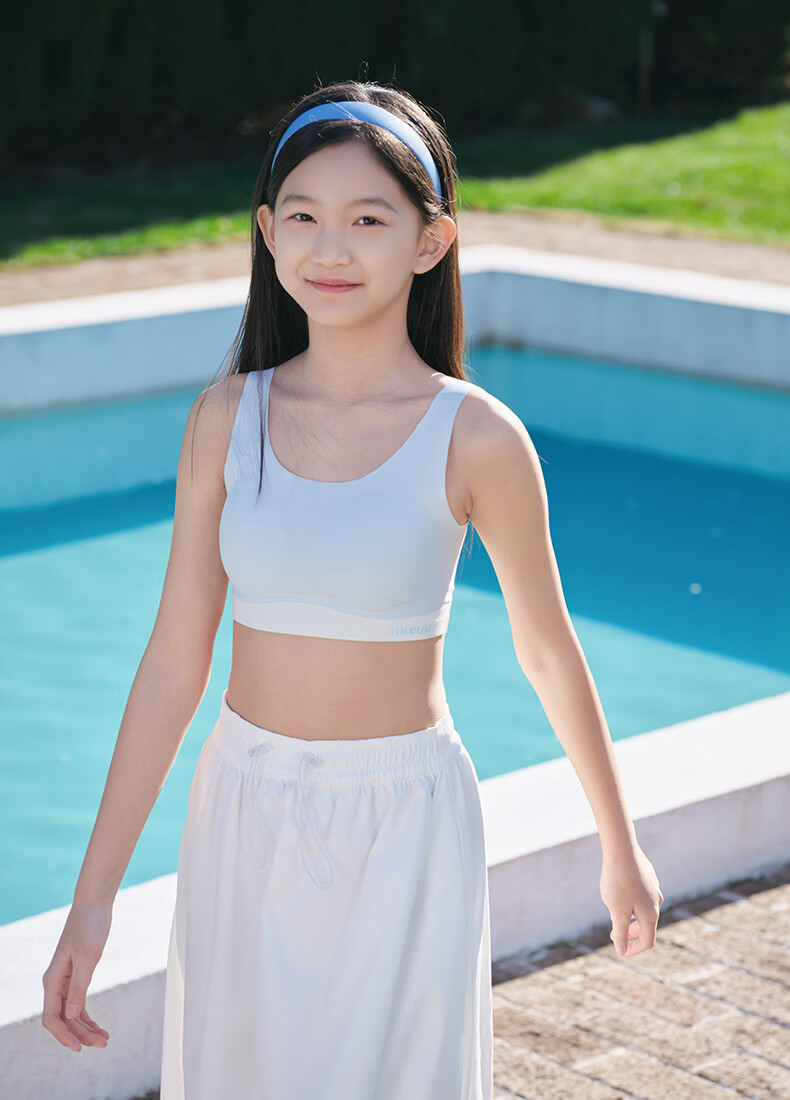 Like UU Girls' Breathable Sports Bra Colorblock Tube Top Vest for Developing Children 14