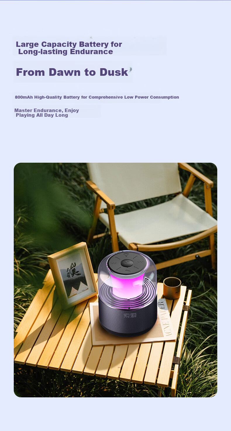 Soaiy C19 Bluetooth Speaker Bass Portable Mini Desktop Outdoor Colorful Light TWS Connected Small Speaker Black Practical Gift for Employees Annual Meeting Prize 3