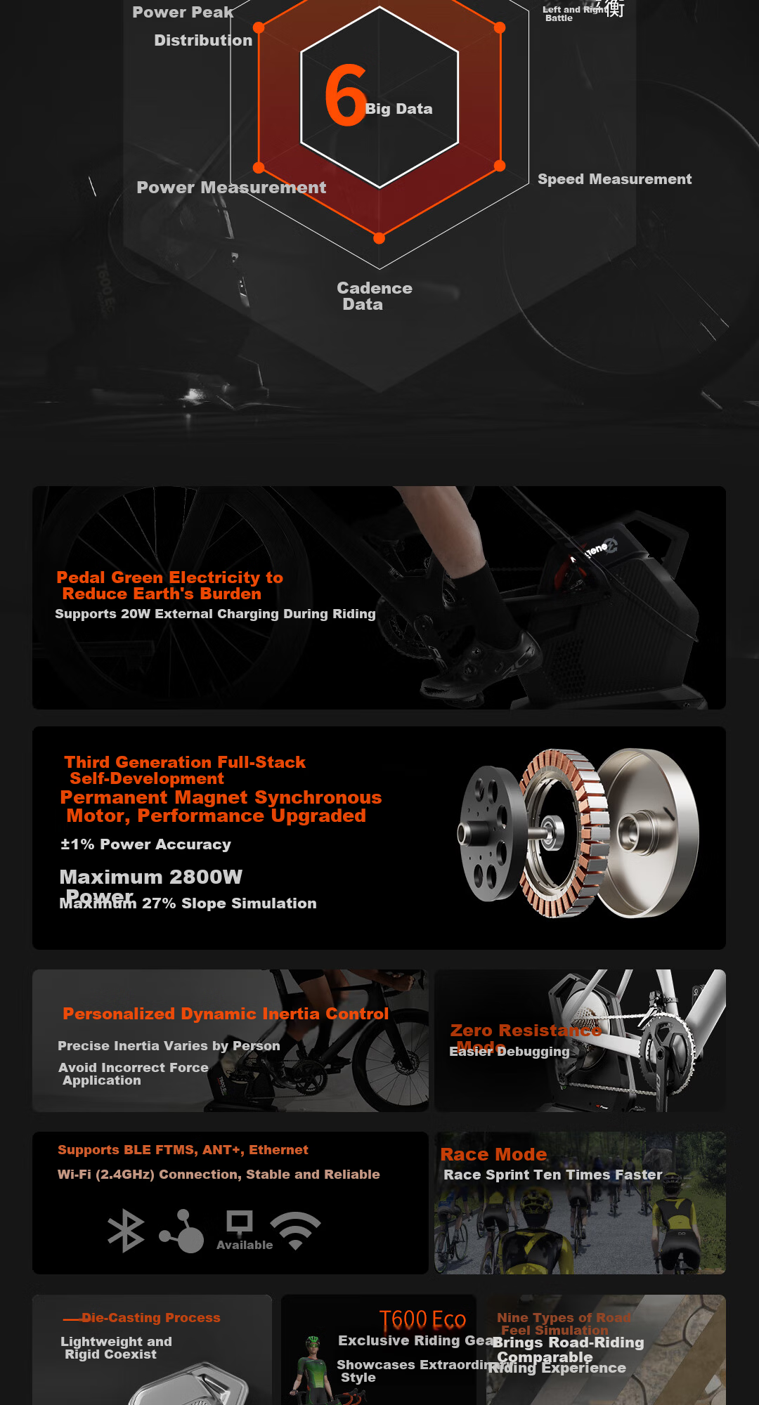 Magene T600 Eco Smart Direct-Drive Indoor Cycling Trainer for Mountain and Road Bikes with Self-Generating Power and External Charging 3