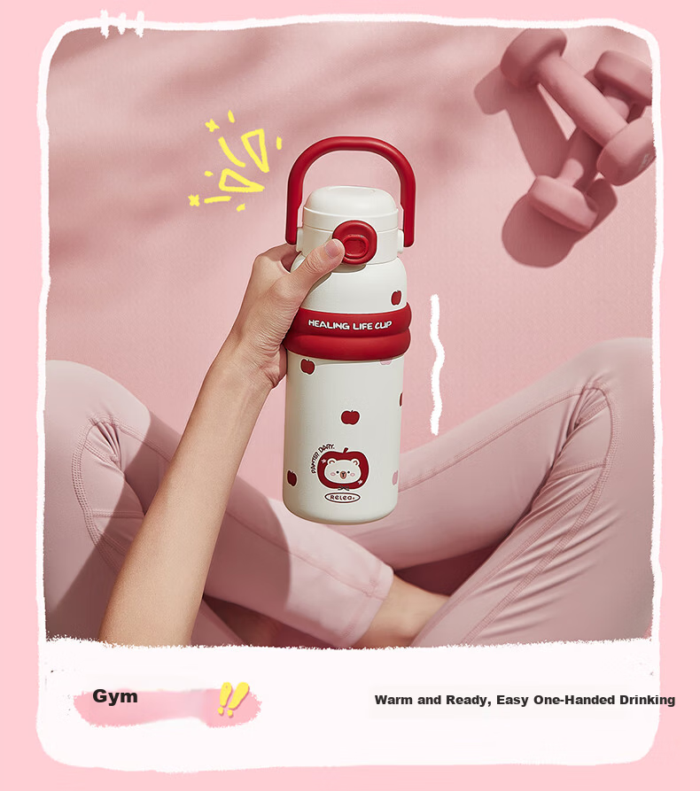 RELEA Insulated Bottle for Women Large Capacity 316L Stainless Steel Water Cup Kids Straw Cup Student Water Bottle Birthday Gift 22