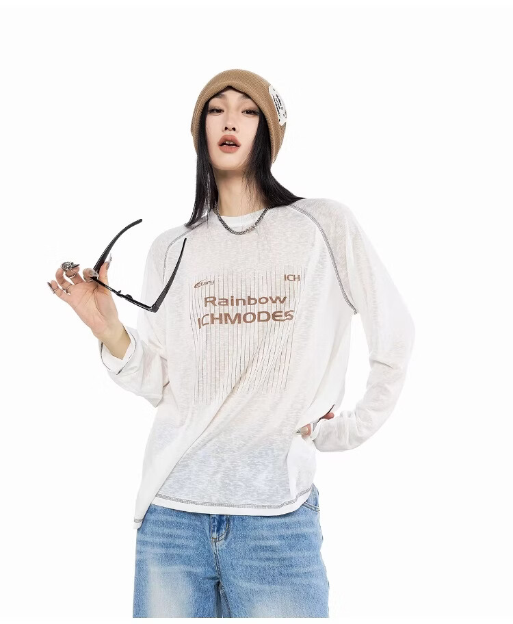 ICH MODE Lyocell Hassu Thread Long Sleeve T-Shirt Physical Sun Protection Cover-Up Women Summer Cooling Loose Top Pink M 16