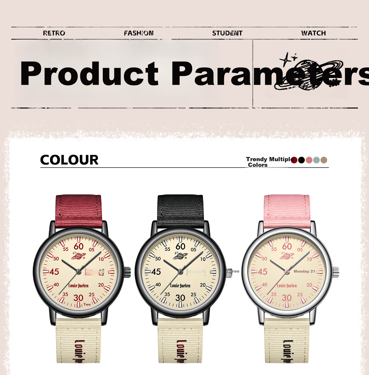 GEORGCOUNT 2025 New Silent Quartz Watch for High School and Middle School Female Students Waterproof Youth Stylish Exam Use 15