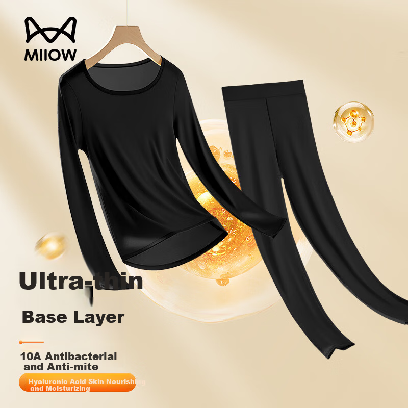 MiiOW Thin Autumn Thermal Underwear Set for Women - Warm Long Johns and Top for Fall and Winter