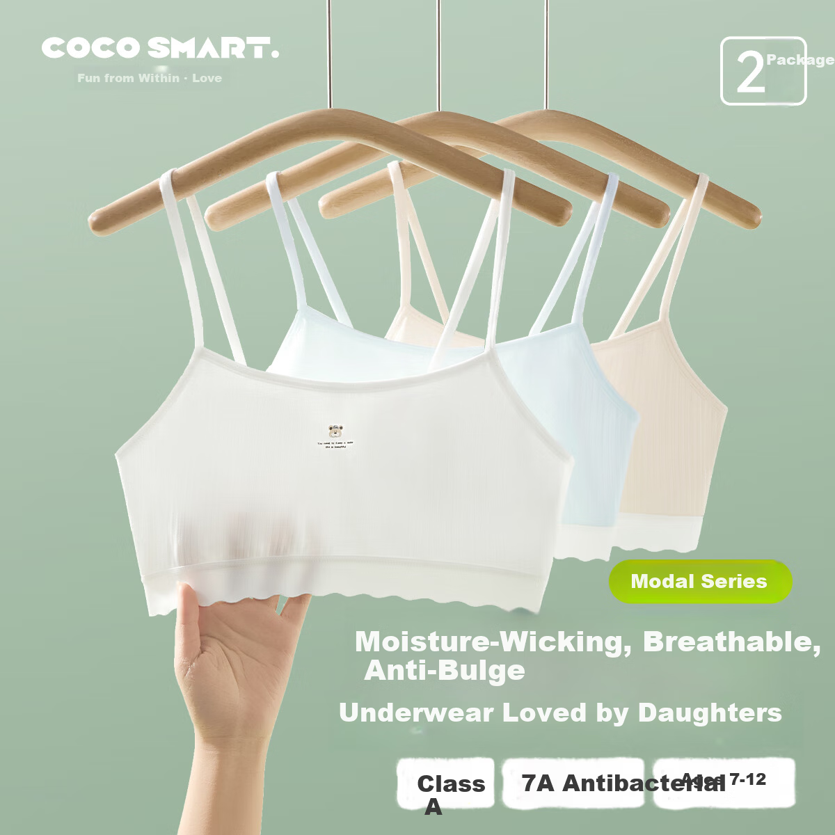 COCO SMART Children's Underwear 6-12 Years Early Development Stage Elementary School Girls Base Vest Phase One Youth Girls Bra