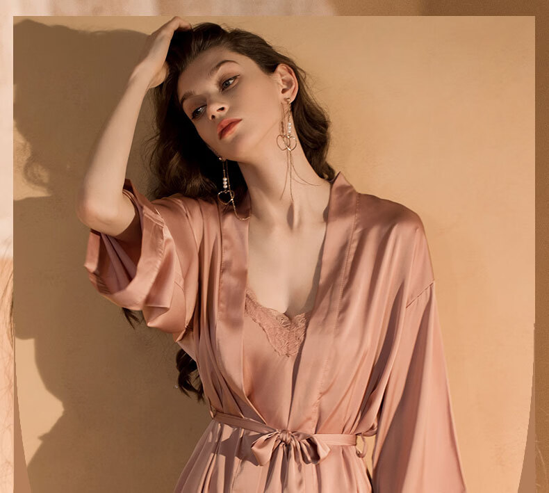 BONAS Premium Pure Style Ice Silk Women's Nightdress Imitation Silk Sexy Camisole Sleepwear Gift Box Packaging for Girlfriend 1