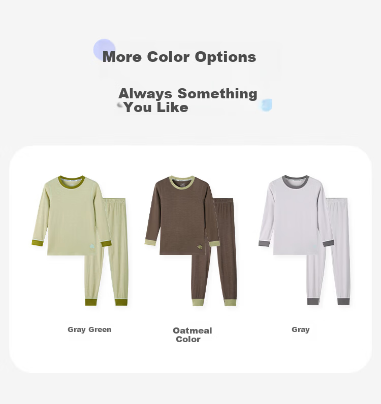 Jiusuiban Kids Thermal Underwear Unisex Autumn Winter Mid-Weight Fleece Lined Wool Blend Cotton Base Layer Youth Sports Long Johns Set 10