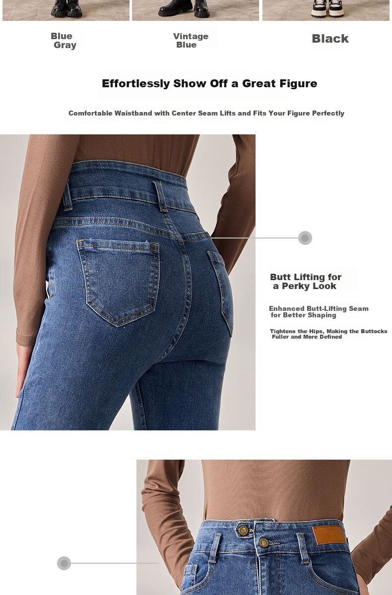 Langsha Women's Jeans Spring Autumn 2025 Slim Fit High Waist Stretchy Pencil Pants Slimming Skinny Trousers 13