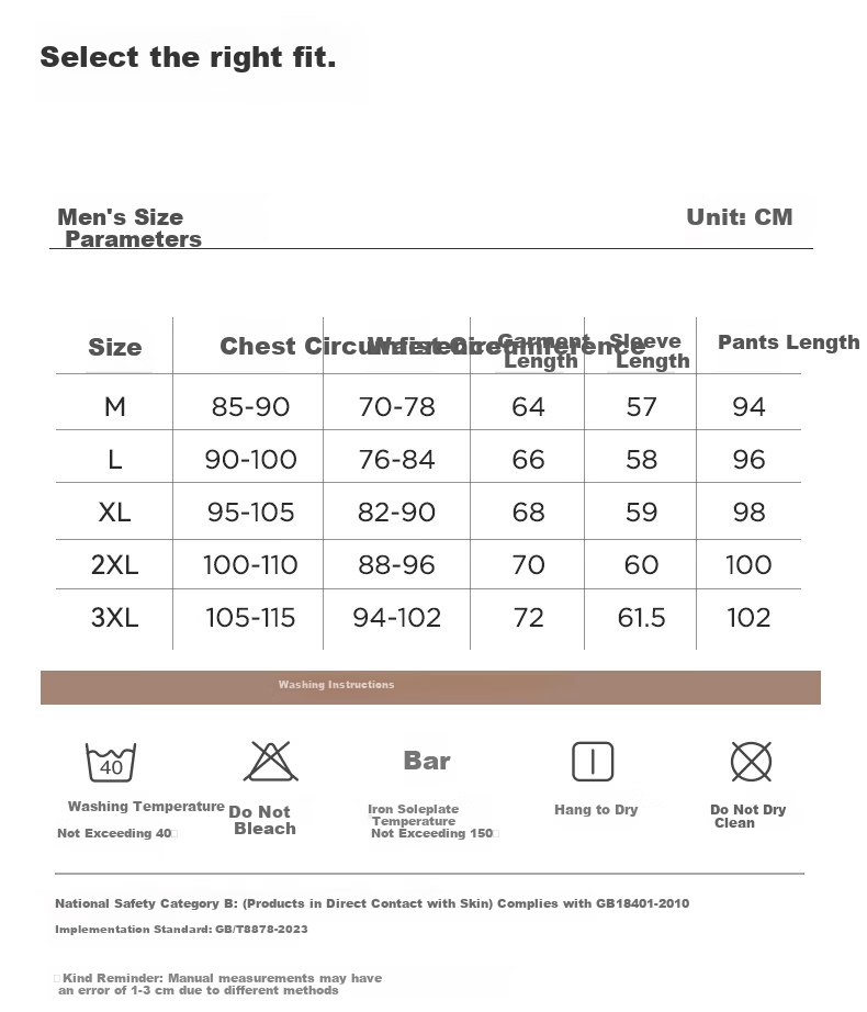 CASENLAND Men's Middle-aged and Elderly Thermal Underwear Set, Fleece Lined, Thickened, Antibacterial, 100% Cotton Long Johns and Top, Autumn Winter Cotton Sweater 17