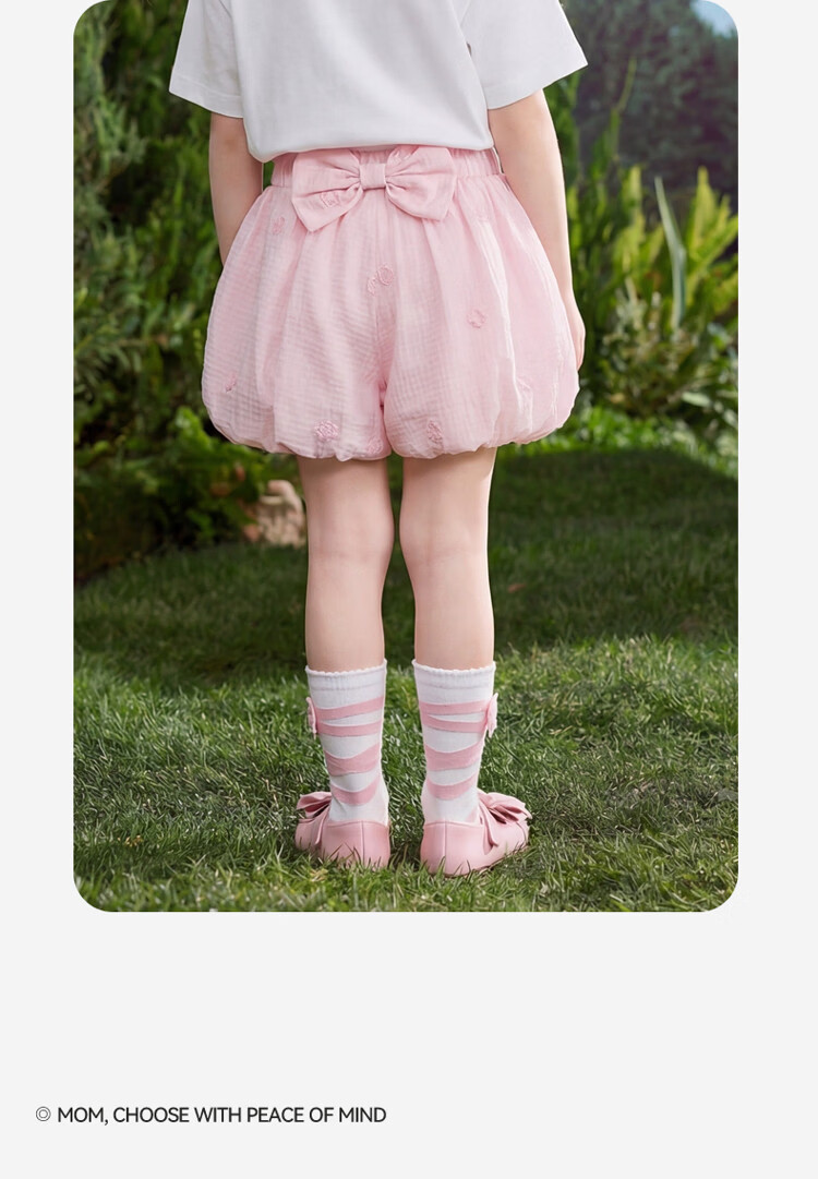 ASK JUNIOR Kids Pants 2026 Summer Toddler 3D Flower Bud Shorts Girls Sweet Cute Bowknot Casual Shorts 23