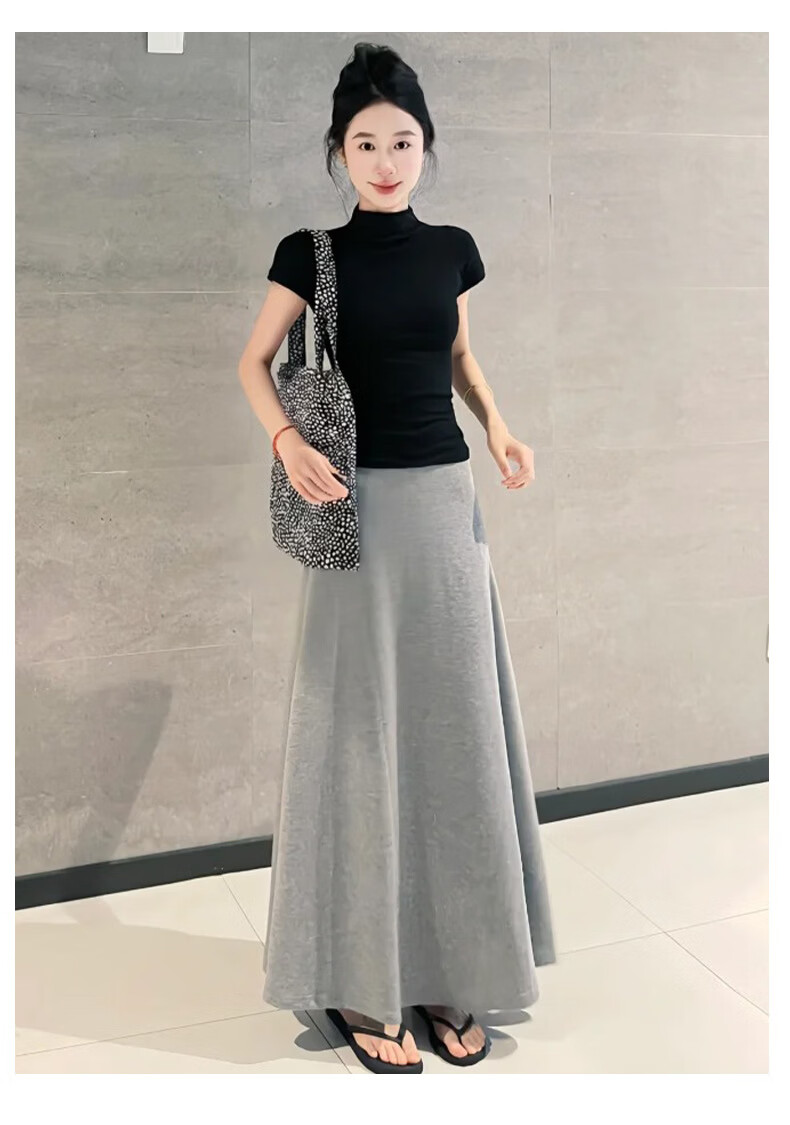 Langsha Women's Summer New Elastic High-Waist Elegant Long Mermaid Skirt Slim Fit A-Line Pencil Skirt 18