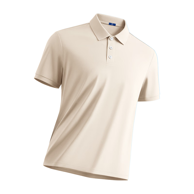 GENIOLAMODE Men's Polo Shirt, Short-Sleeved, Summer Casual, Solid Color, Versatile Basic Style, Business Collared T-Shirt, Khaki, M