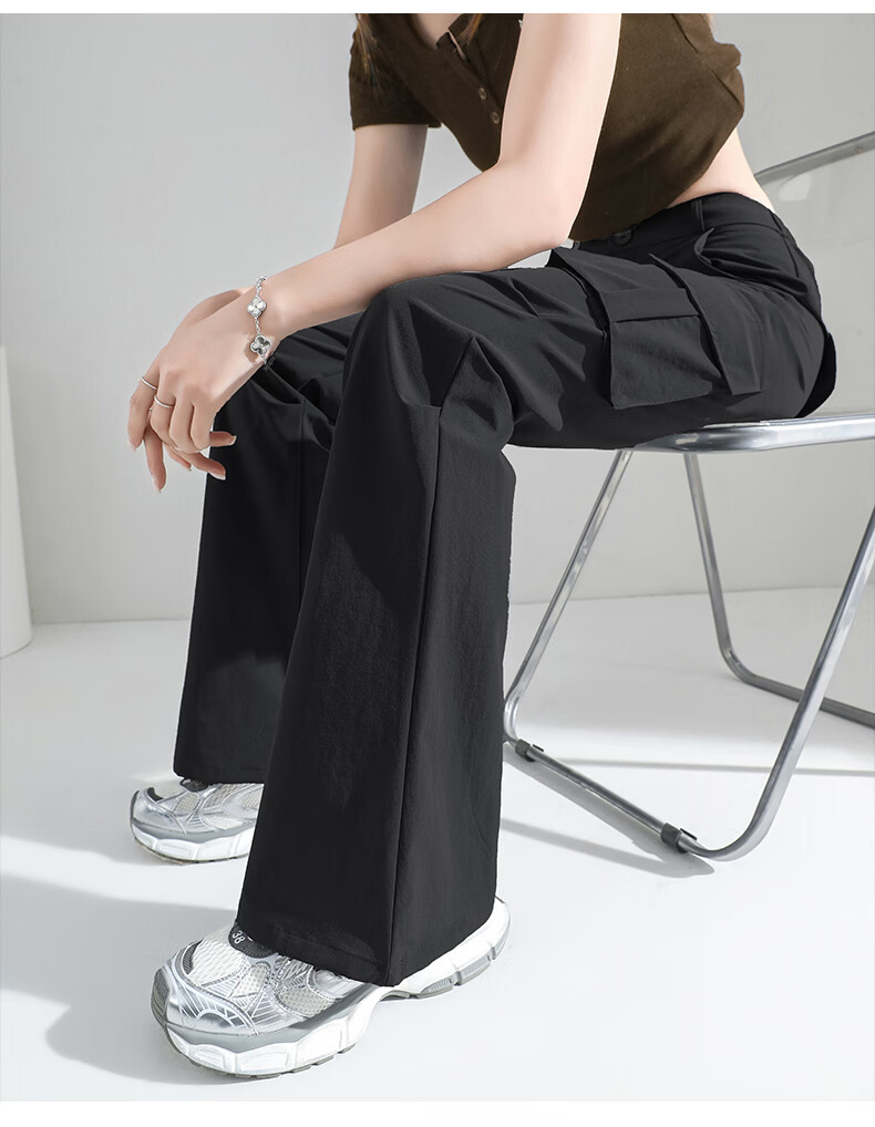 Borui Women's Micro Flare Quick-Dry Lightweight Work Pants 2026 New Summer Casual Slim American Paratrooper Trousers 23