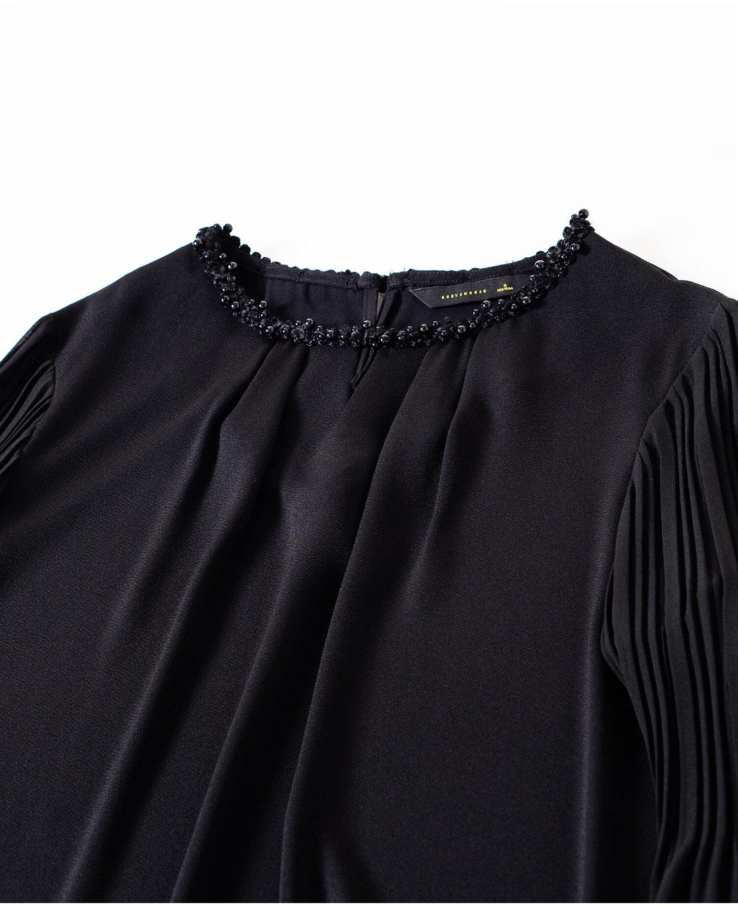 ROEYSHOUSE Elegant Satin Spliced Chiffon Shirt for Women Spring Light Luxury Hollow Out Top 13643 Black S 14