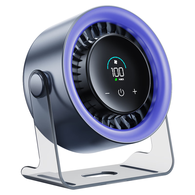 Azeada 100-Level Turbo Wind Smart Touchscreen Adjustable Desktop USB Fan Portable Rechargeable High-Speed Office Dorm Fan