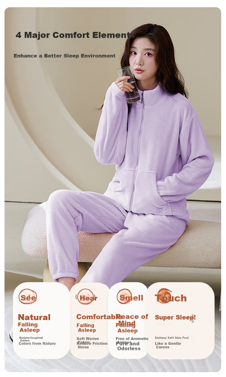 LangSha Women's Winter Long Sleeve Fleece Lined Flannel Cardigan Basic Solid Color Pajama Set Pink 2026 4