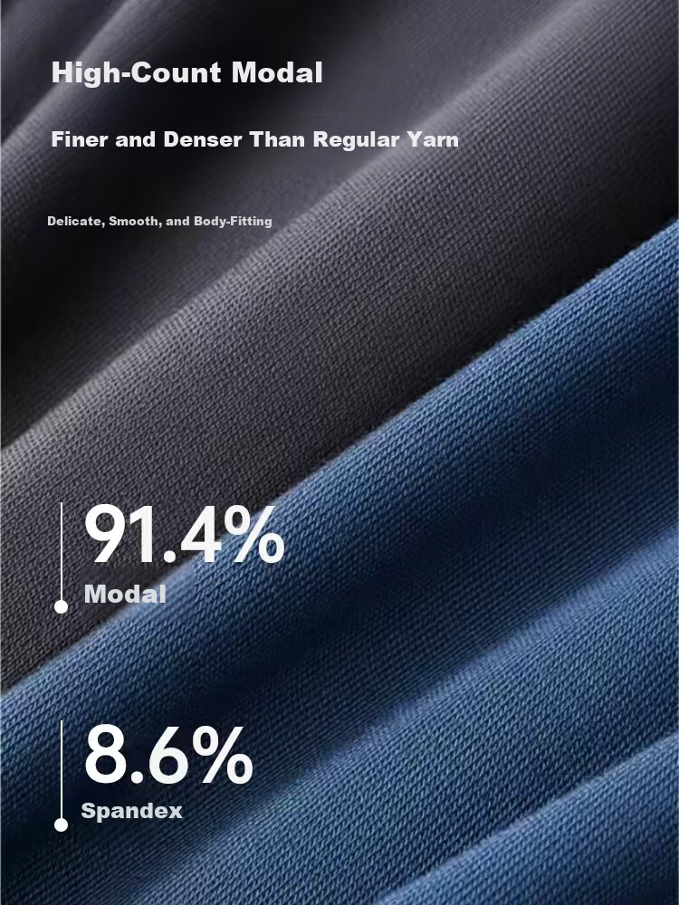 Modal Men's Thermal Underwear Set Thin Autumn Base Layer Warm Cotton Knit Long Johns Loose Fit Winter 4