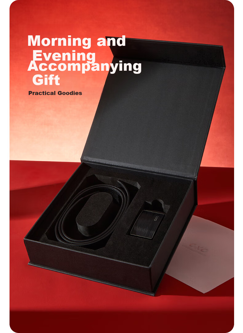 GXG Commuter Belt Qixi Festival [Gift Box] Square Buckle Black Leather Belt Black 120cm 1