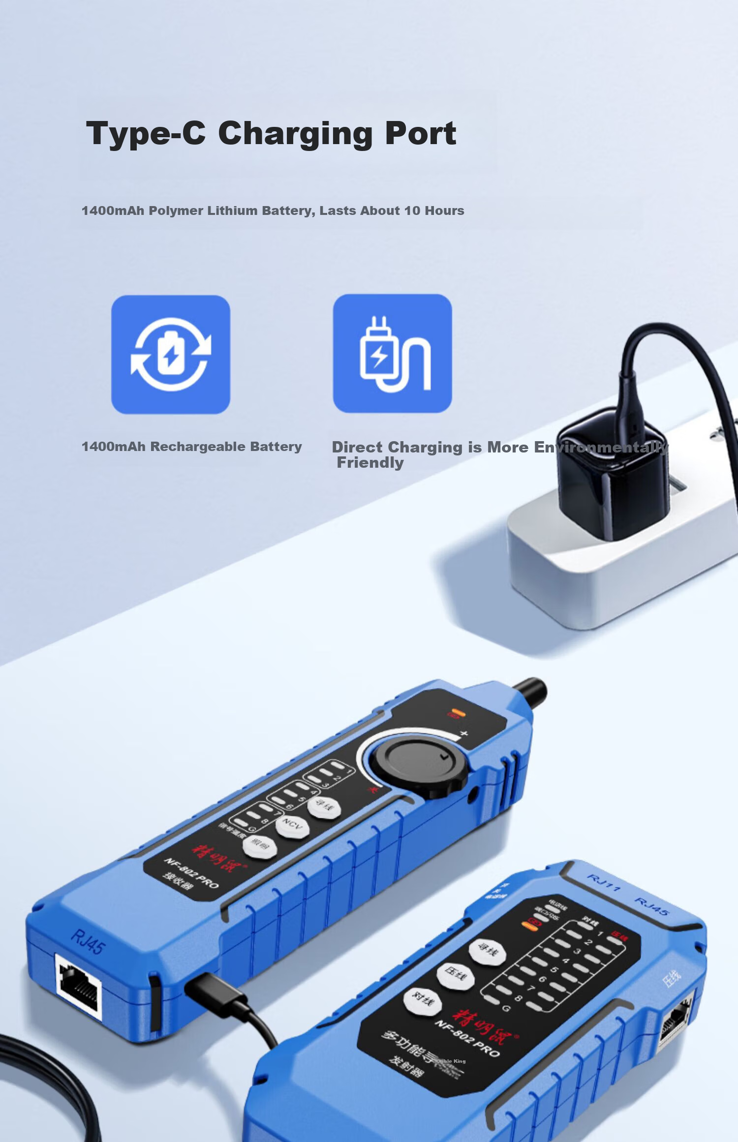 Smart Mouse NF-802pro Anti-Interference Cable Tracker Multifunctional POE Switch Load Testing 3-in-1 Network Tester 13