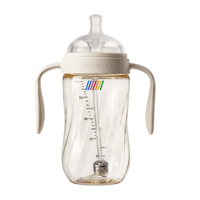 Bebebus PPSU Baby Bottle with Anti-Colic Nipple for 7+ Months, Large Capacity 300ml, Gravity Ball and Handle