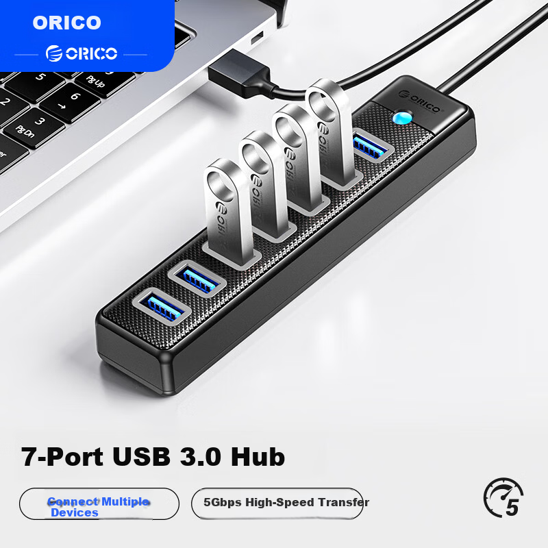 ORICO USB 3.0 7-Port Hub Expansion Dock Multi-Interface Extension Converter with Independent Power Supply for Lenovo Huawei PW7U-U3