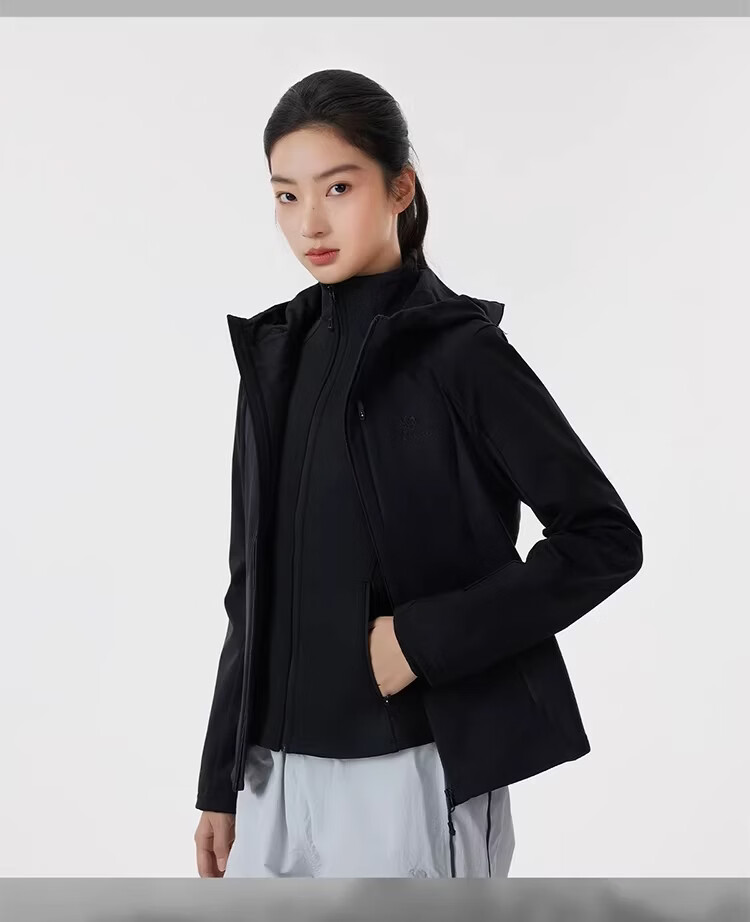 Camel [Dilireba Same Style] Women's Softshell Jacket Two-Piece Set Spring 2026 Windproof Waterproof Fleece Lined Warm Coat 16