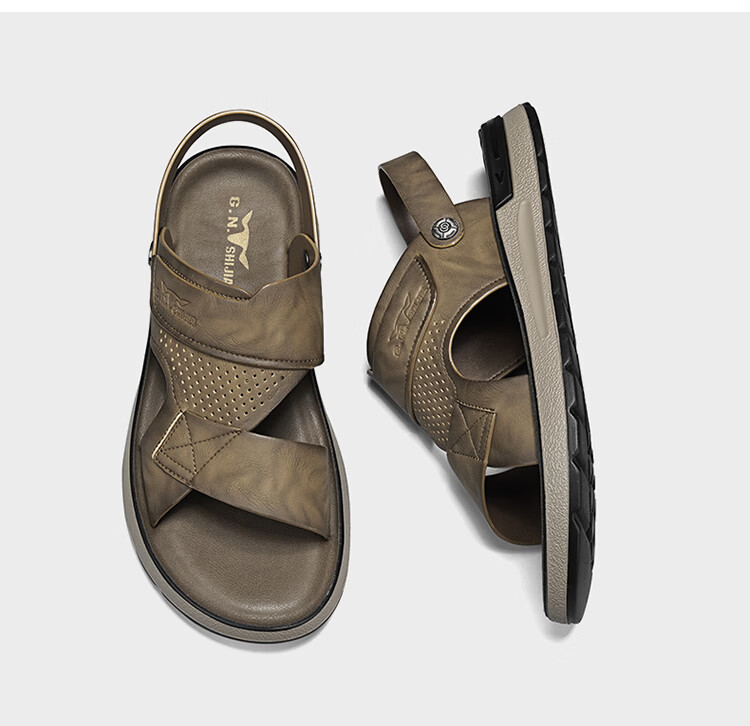 G.N.Shi Jia Men's Shoes, Summer New Style, Soft Sole, Breathable Casual Sandals, Outdoor Dual-Use Beach Shoes, Versatile Commuter Slippers for Me 19