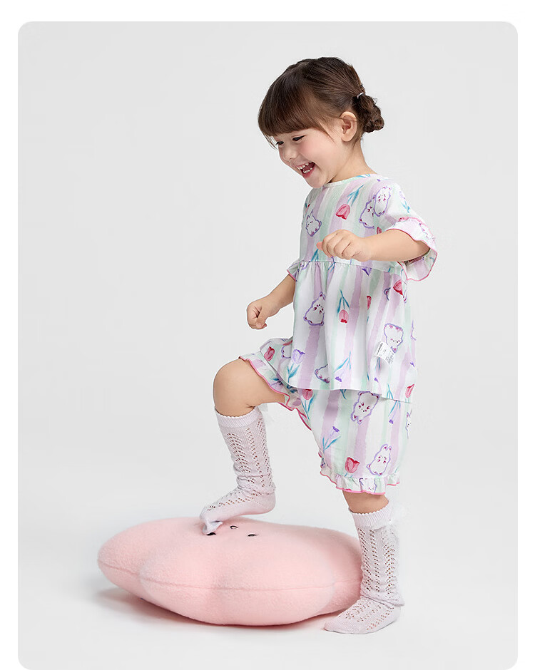 Balabala Baby Summer Pajama Set Air-Conditioned Clothing Anti-Cold Children's Homewear Lightweight Cool Comfortable 21