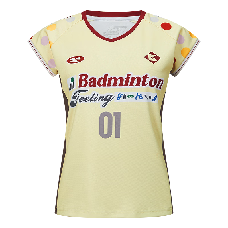 KUMPOO Women's Short Sleeve Quick-Dry Badminton Jersey ACT261606 Light Yellow M
