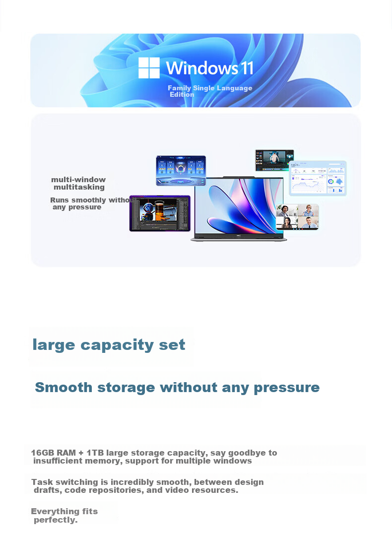 HKC Jinghong 14 Lightweight Laptop 14-inch High-Performance Gaming Notebook 13420H 16GB 1TB FHD Silver 7