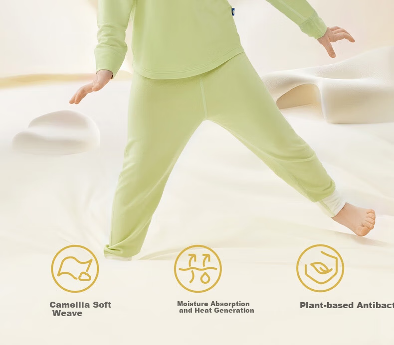 Babycare Children's Camellia Thermal Underwear Autumn Winter Homewear Set Shell White 90 2
