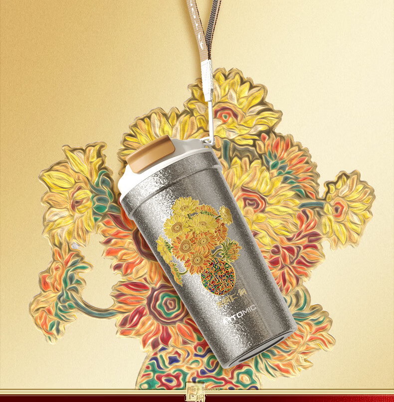 Zhubingren Copper Sunflower Titanium Cup - Coffee Cup Collaborative Portable New High-End Pure Titanium Cup 3