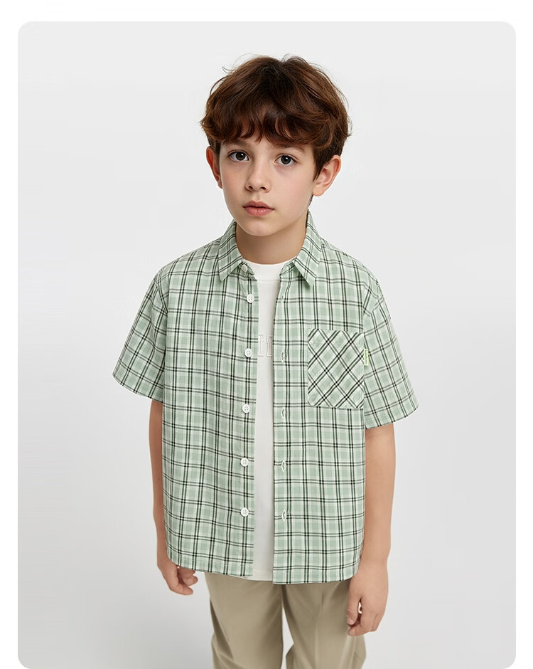 Balabala [balaOne] Boys' Short Sleeve Shirt Children's Big Kids Shirt 2026 Summer Cotton 19