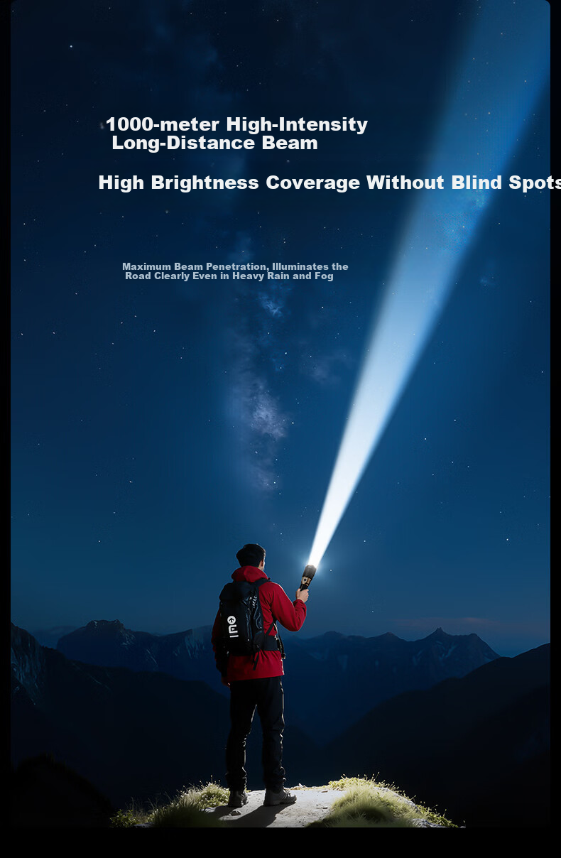 Deli Flashlight High Brightness Zoomable Long-Range Laser Compact Ultra-Long Battery Rechargeable for Home Military Outdoor Survival 3