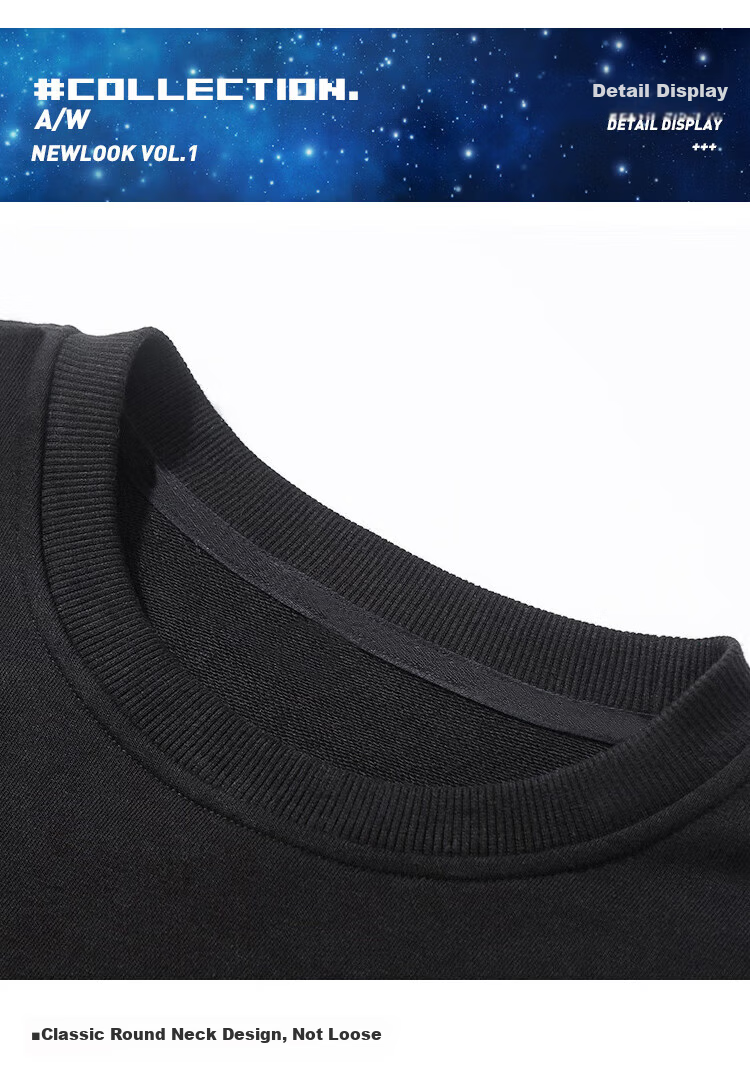 NASA GISS Official Streetwear Men's Autumn Trendy Printed Loose Fit Crewneck Pullover Jacket Black XL 9
