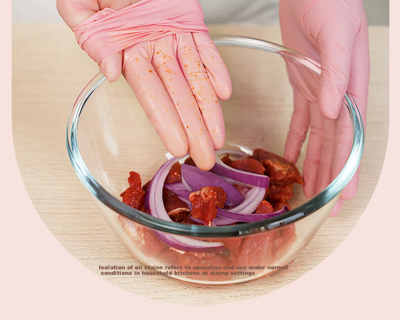 Titanfine Disposable Aloe Nitrile Gloves 30pcs M Size Household Dishwashing Food Grade Kitchen Cleaning Extended Peach Color 7
