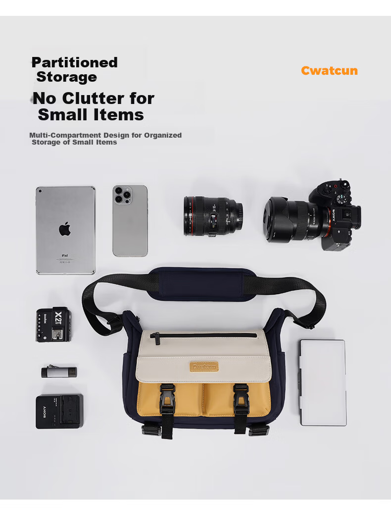 CWATCUN Kaden Single Shoulder Camera Bag Waterproof Outdoor Travel Crossbody Storage Digital Camera Accessory Bag 11