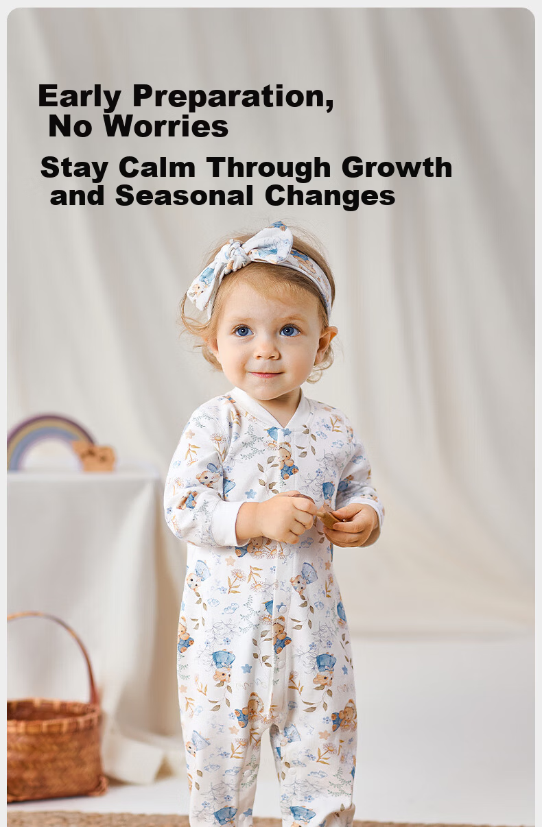 OUYUN Baby Romper Spring Autumn Four Seasons Newborn Jumpsuit Full Moon Crawling Suit Hamster + Flower Wall 73cm 23