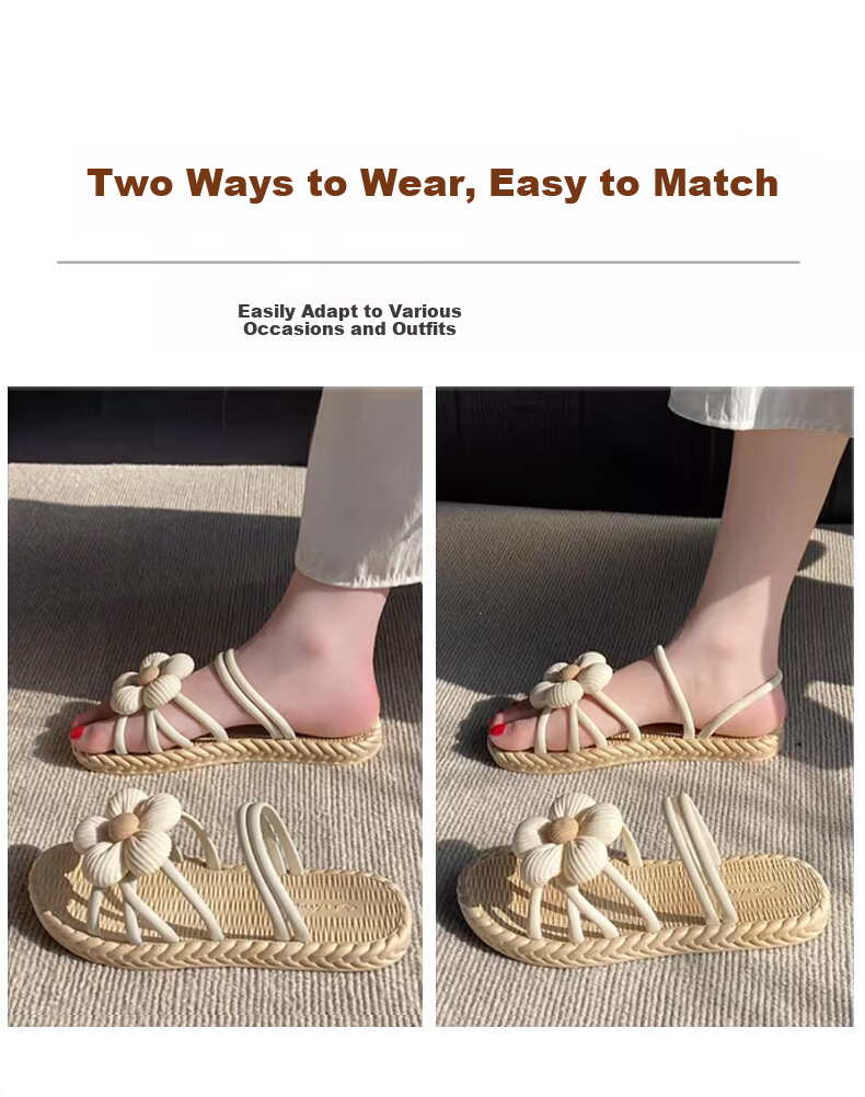 FOOTOPPO Women's Roman Sandals Flat Outdoor Slippers Beach Summer Non-Slip Soft Sole Sandals 7